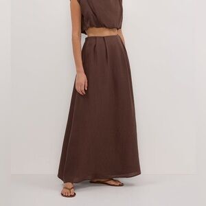 DISSH Amy Choc Linen Midi Skirt 4 NWT